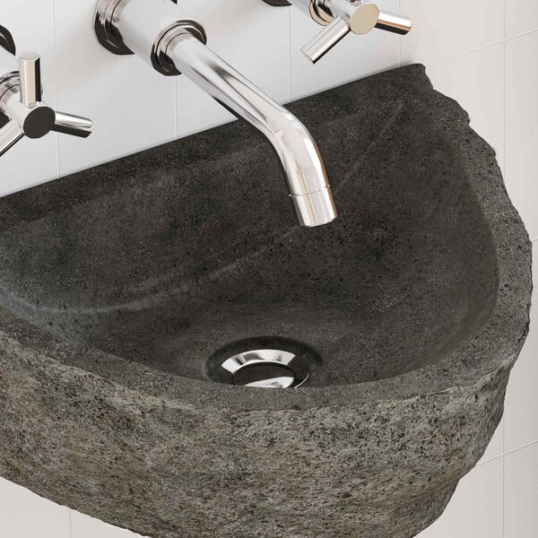 vidaXL Lavabo montado en la pared Gris 37 x 30 x 12 cm Piedra de r&iacute;o