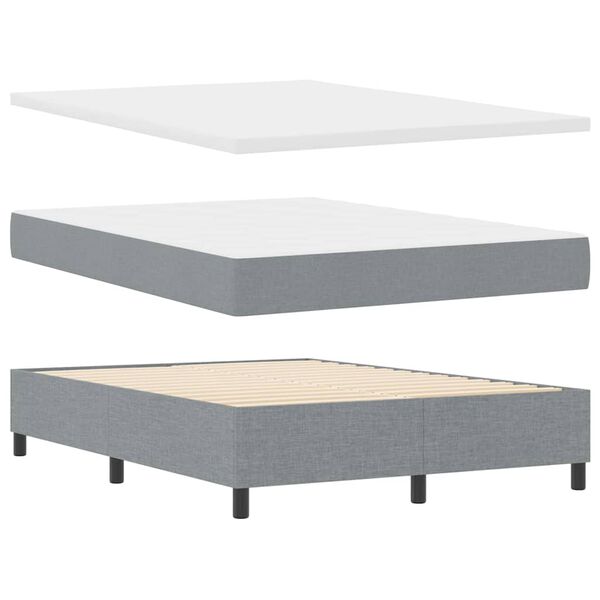 vidaXL Cama tipo Box Spring con colch&oacute;n Gris Claro 140 x 190 cm tela