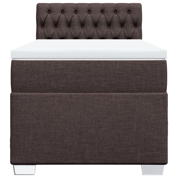 vidaXL Cama box spring con colch&oacute;n tela marr&oacute;n oscuro 90x200 cm