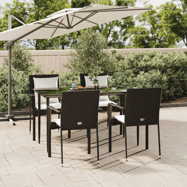 vidaXL Set de muebles jard&iacute;n 5 pzas con cojines rat&aacute;n sint&eacute;tico negro