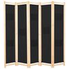 vidaXL Biombo divisor de 5 paneles de tela negro 200x170x4 cm