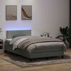 vidaXL Cama box spring con colch&oacute;n y LED terciopelo gris claro 120x220 cm