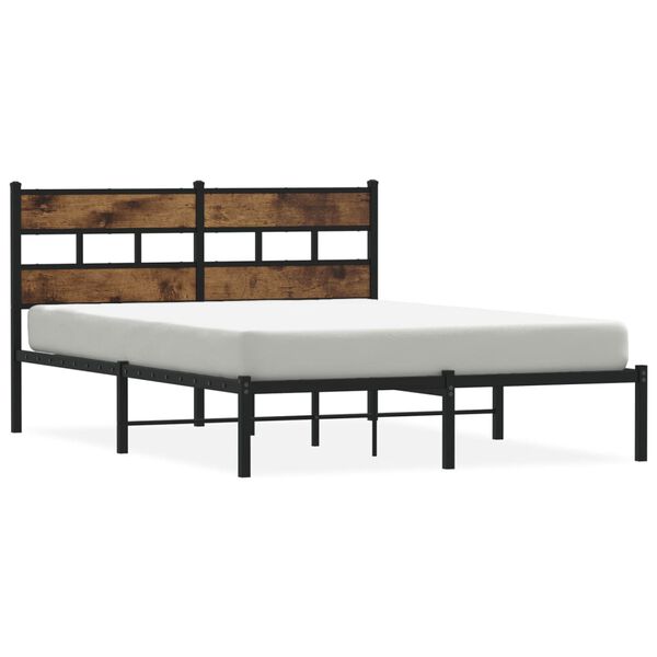 vidaXL Estructura de cama sin colchón metal roble ahumado 140x200 cm