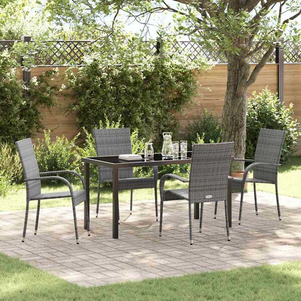 vidaXL Conjunto de Comedor de Jard&iacute;n 5 pcs Gris