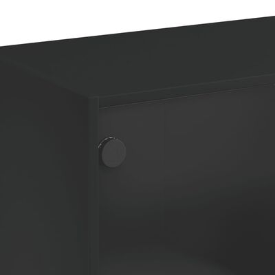 vidaXL Mesa de centro con puertas de vidrio negra 102x50x42 cm