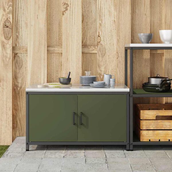 vidaXL Almacenamiento de cocina Verde Oliva 60 x 50 x 92 cm Acero