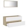 vidaXL Set de muebles de ba&ntilde;o 2 pzas madera contrachapada blanco roble