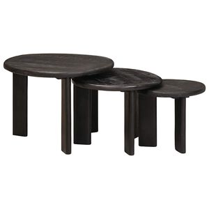vidaXL Mesas de Caf&eacute; Nido 3 uds. &Oslash; 54 x 40 cm Madera de mango maciza