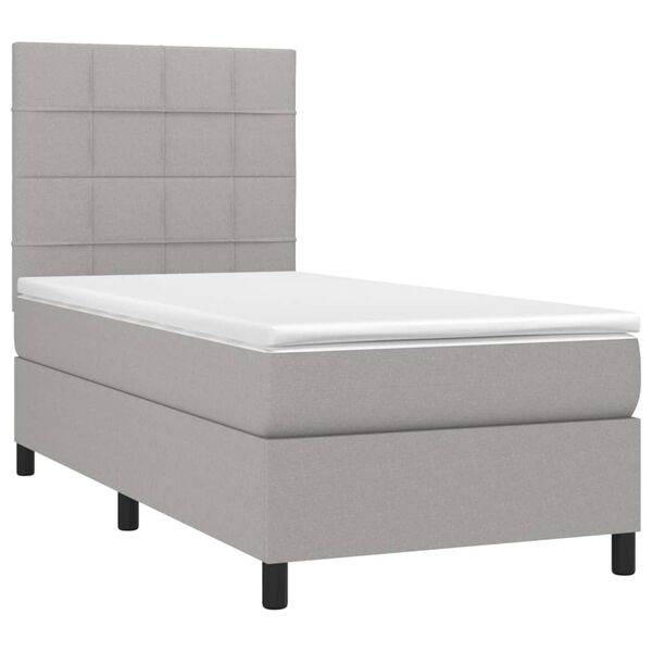 vidaXL Cama box spring con colch&oacute;n tela gris claro 80x200 cm
