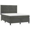 vidaXL Cama box spring colch&oacute;n y LED terciopelo gris oscuro 140x190 cm