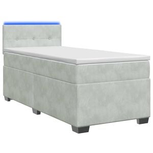 vidaXL Cama con Base Tapizada, Colch&oacute;n y Luz LED Gris Claro