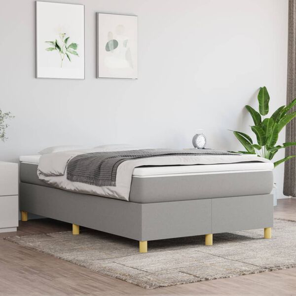 vidaXL Cama box spring con colch&oacute;n tela gris claro 120x200 cm
