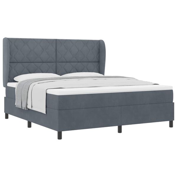 vidaXL Cama tipo Box Spring Gris oscuro 200 x 180 cm Poli&eacute;ster