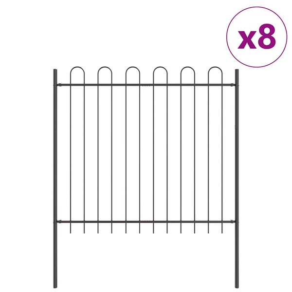 vidaXL Valla de Jard&iacute;n 8 pcs Gris 13,6 x 1,5 m