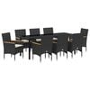 vidaXL Conjunto de Comedor de Jard&iacute;n 9 pcs Negro rat&aacute;n sint&eacute;tico