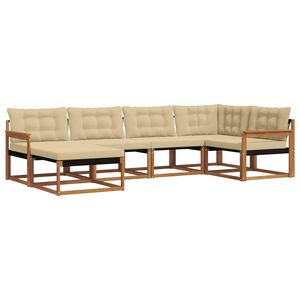 vidaXL Conjunto de sof&aacute;s de exterior con coj&iacute;n 6 pcs Natural y Beige