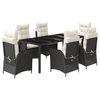 vidaXL Set de comedor de jard&iacute;n 7 pzas y cojines rat&aacute;n sint&eacute;tico negro