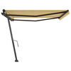 vidaXL Toldo de pie retr&aacute;ctil manual amarillo y blanco 450x350 cm