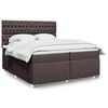 vidaXL Cama box spring con colch&oacute;n tela marr&oacute;n oscuro 200x200 cm