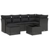 vidaXL Set de comedor de jard&iacute;n 7 pzas y cojines rat&aacute;n sint&eacute;tico negro