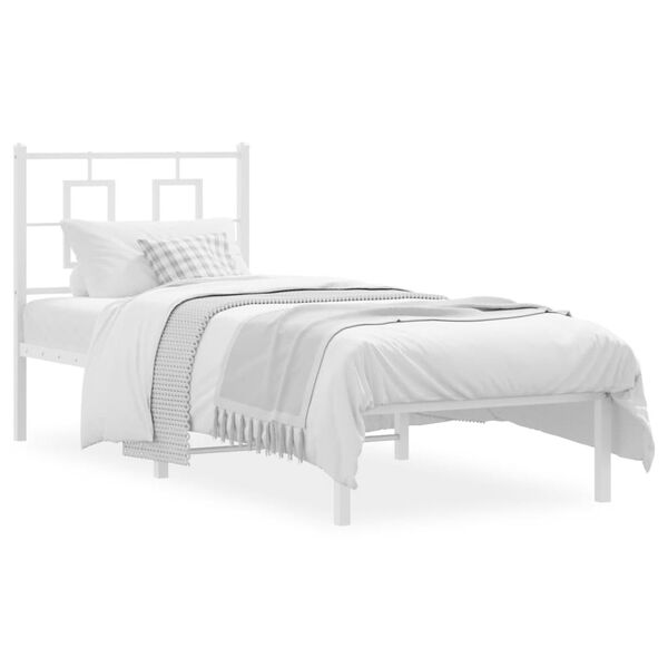 vidaXL Estructura cama sin colch&oacute;n con cabecero metal blanco 80x200 cm