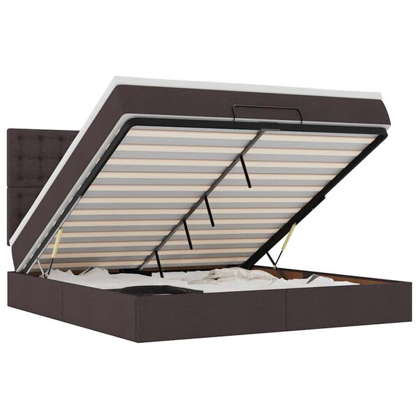 vidaXL Estructura cama otomana colch&oacute;n tela marr&oacute;n oscuro 180x200cm