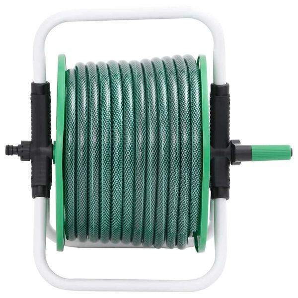 vidaXL Carrete de manguera de pie con set racores PVC verde 0,5" 20 m