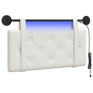 vidaXL Cabecero colgante Con luz LED Blanco Cuero sint&eacute;tico