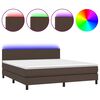 vidaXL Cama box spring colch&oacute;n y LED cuero sint&eacute;tico marr&oacute;n 160x200 cm