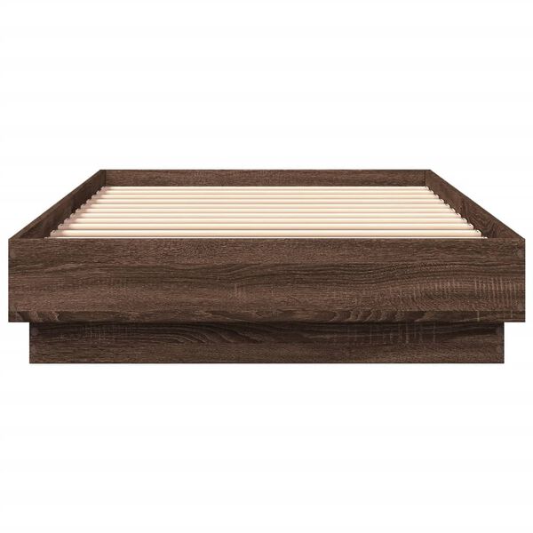 vidaXL Estructura de cama sin colch&oacute;n madera marr&oacute;n roble 100x200 cm