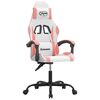 vidaXL Silla gaming giratoria cuero sintético blanco y rosa