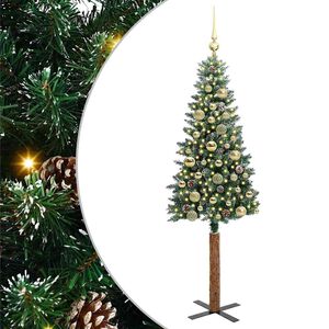 vidaXL &Aacute;rbol de Navidad Delgado con 150 LED con soporte Verde 150 cm