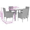 vidaXL Set comedor jard&iacute;n 5 pzas cojines rat&aacute;n sint&eacute;tico vidrio marr&oacute;n