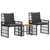 vidaXL Juego de muebles de exterior 3 pcs Negro y Gris oscuro