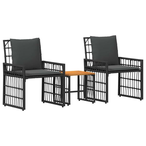 vidaXL Juego de muebles de exterior 3 pcs Negro y Gris oscuro