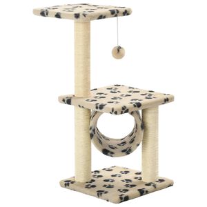 vidaXL Rascador para gatos con poste de sisal 65 cm huellas beige