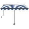 vidaXL Toldo de pie manual retr&aacute;ctil azul y blanco 300x250 cm