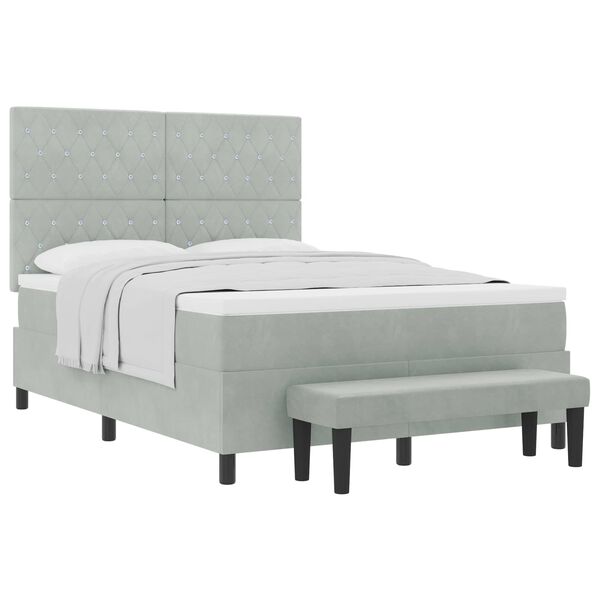 vidaXL Cama tipo Box Spring Gris claro 160 x 200 cm Terciopelo