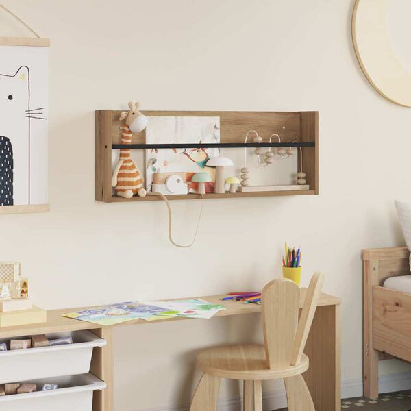 vidaXL Estante de revistas con estante Roble artesanal 80 x 12 x 30 cm