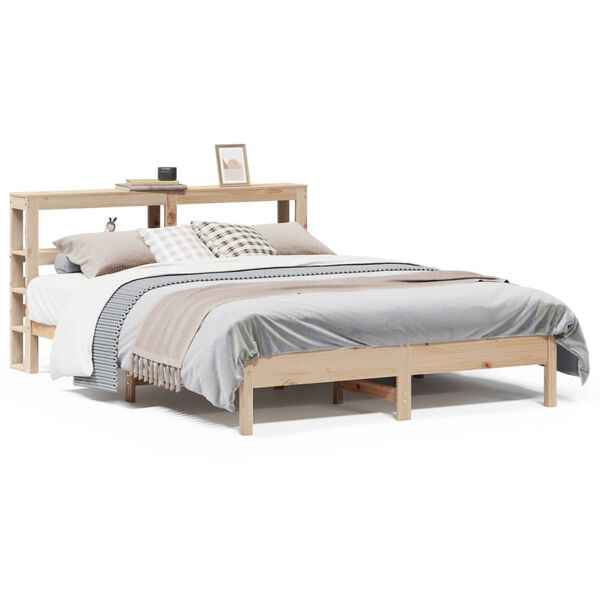 vidaXL Estructura de cama sin colch&oacute;n madera de pino blanca 140x200 cm