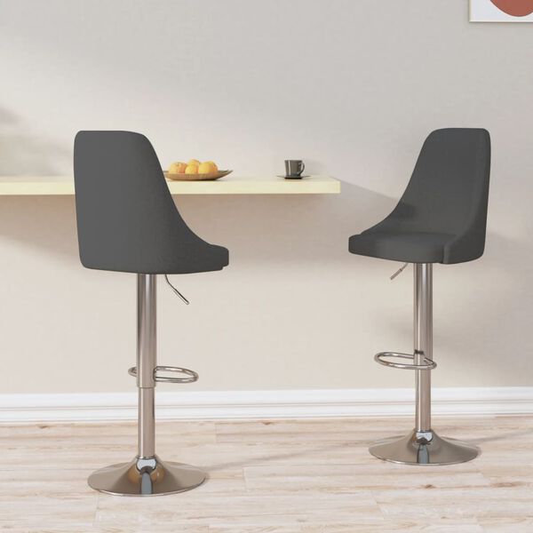 vidaXL Taburetes de cocina 2 unidades tela gris oscuro