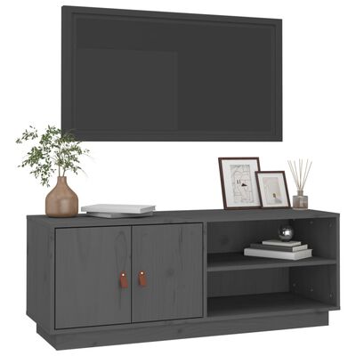 vidaXL Mueble de TV de madera maciza de pino gris 105x34x40 cm