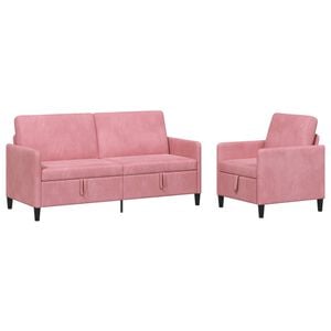 vidaXL Juego de Sof&aacute;s con Almacenamiento 2 uds. Rosa Poli&eacute;ster