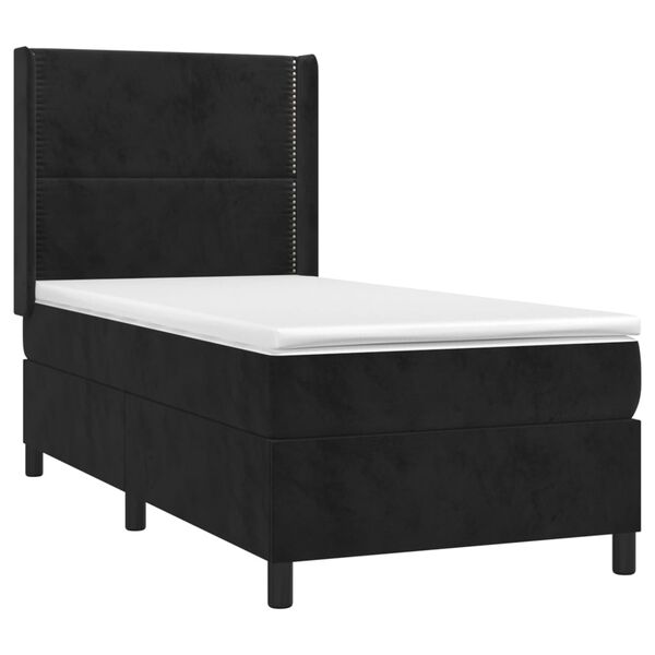 vidaXL Cama box spring colch&oacute;n y LED terciopelo negro 90x190 cm