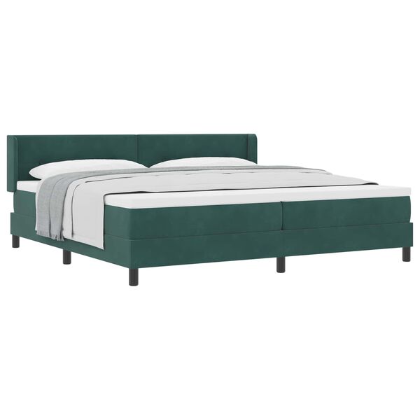 vidaXL Cama tipo Box Spring Verde oscuro 200 x 200 cm Terciopelo