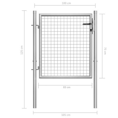 vidaXL Puerta de jardín de acero galvanizado plateado 105x125 cm