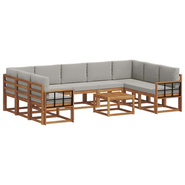 vidaXL Conjunto de sof&aacute;s de exterior 10 pcs Gris Natural y Claro