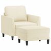 vidaXL Sill&oacute;n con taburete cuero sint&eacute;tico color crema 60 cm