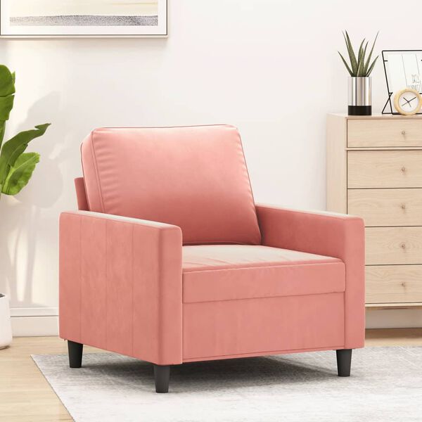 vidaXL Sill&oacute;n de terciopelo rosa 60 cm