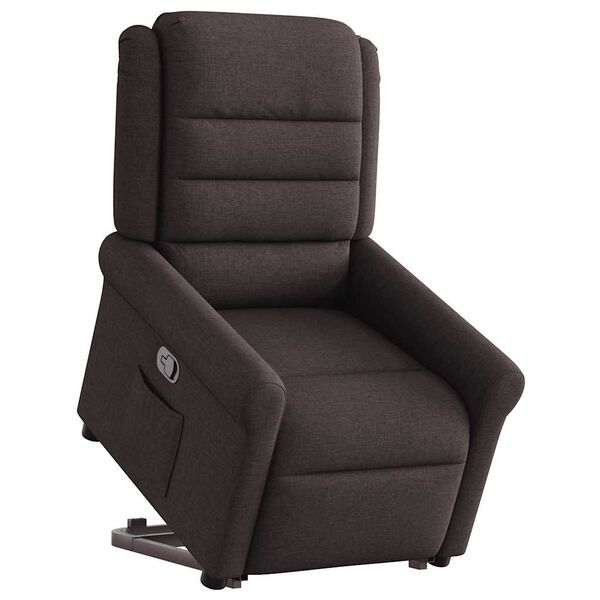 vidaXL Sill&oacute;n reclinable elevable tela marr&oacute;n oscuro
